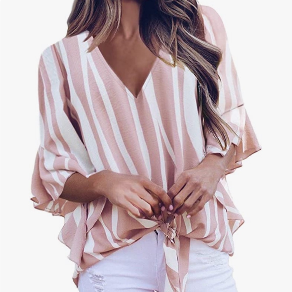 White and Pink Blouse